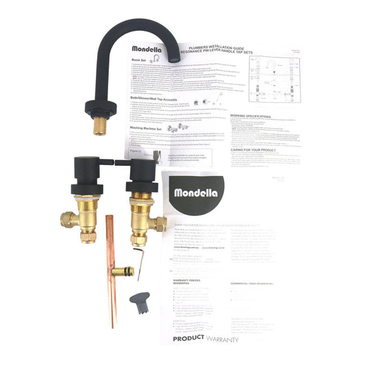 Mondella Black Matte Resonance Basin Set - 1/4 Turn - 1245mm - Ergonomic Design – view 2