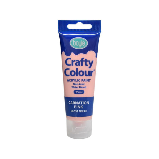 Boyle Crafty Colour Acrylic Paint - 75ml - Carnation Pink - Non-Toxic
