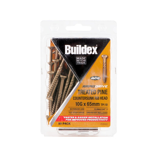 Buildex RapidDrive Treated Pine Screws 10g x 65mm - 50 Pack - Fast Installation – view 2 - Auzzistore