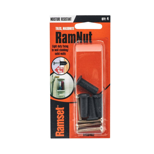 Ramset Ramnut Anchor 3 16 x 16mm Rubber Brass Moisture Resistant 4 Pack - Auzzistore