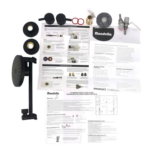 Mondella Black Matte Resonance 1/4 Turn Pin Lever ABS All Directional Shower Set – view 2