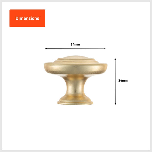 Taskmaster 34mm Brushed Brass Round Cabinet Knob - 1 Pack - Easy Installation – view 2