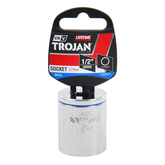 Trojan 27mm Socket 1/2" Drive - Chrome Vanadium - Durable - 12-Point Design – view 2 - Auzzistore