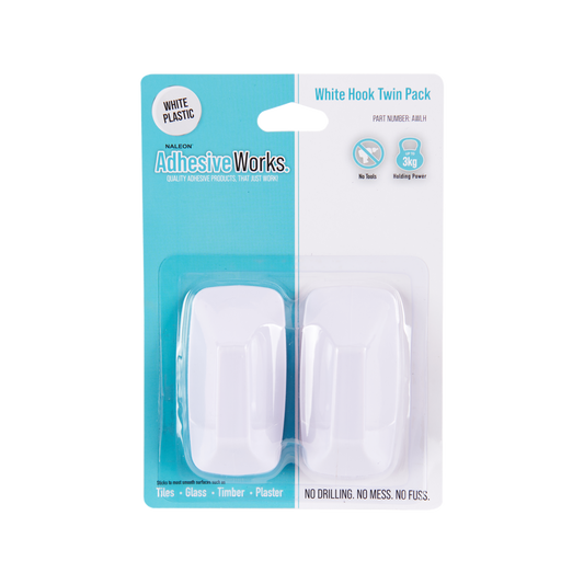 Naleon White Self Adhesive Hook 2 Pack - 40mm x 80mm - Strong Holding Power – view 2 - Auzzistore