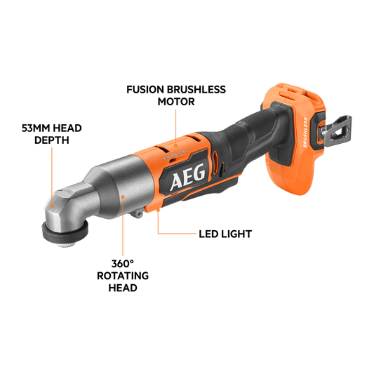 AEG 18V Fusion Right Angled Impact Driver Skin - 150Nm Torque - 53mm Head Depth – view 2 - Auzzistore
