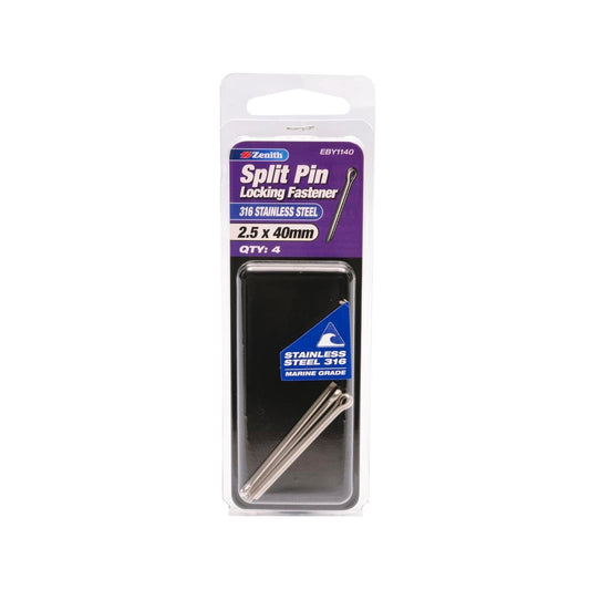 Zenith Split Pin 2 5 x 40mm 316 Stainless Steel 4 Pack Corrosion Resistant - Auzzistore