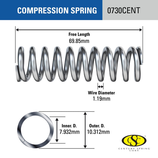 Century Spring Corp Compression Spring 2 Pack - 10 x 69mm - Durable Steel – view 2 - Auzzistore