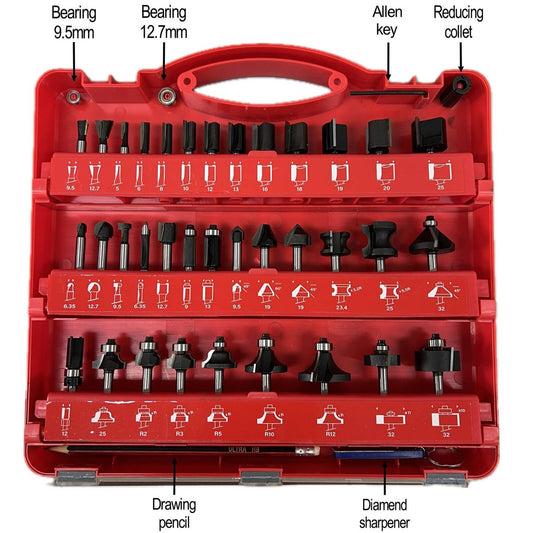 Ultra 6 Router Bit Set - 35 Piece - 4mm - Tungsten Carbide Tipped - Black – view 2 - Auzzistore