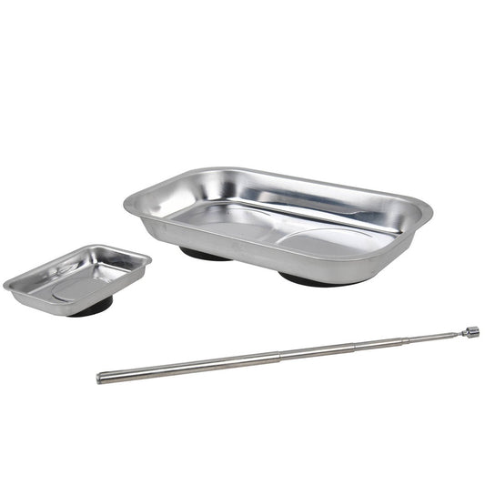 Trojan Mini Magnetic Tray Set - 3 Piece - Silver - Strong Magnetic Base - Auzzistore