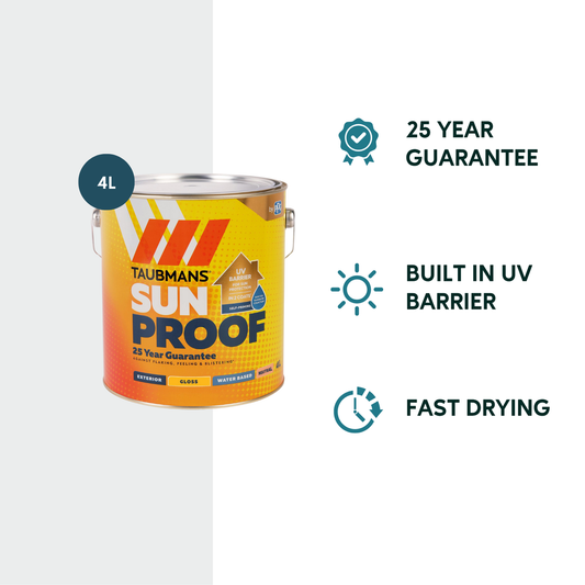 Taubmans 4L Neutral Gloss Sunproof Exterior Paint - Water-Based - UV Protection – view 2 - Auzzistore
