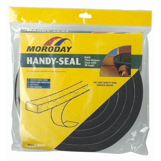 Weatherseal Handy-Seal - 19x25mm - Closed Cell PVC Foam - Self Adhesive - Auzzistore