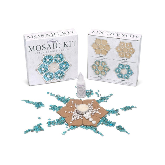 Mandala Art Lotus Candle Holder Mosaic Craft Kit - 170mm - Easy No Grouting