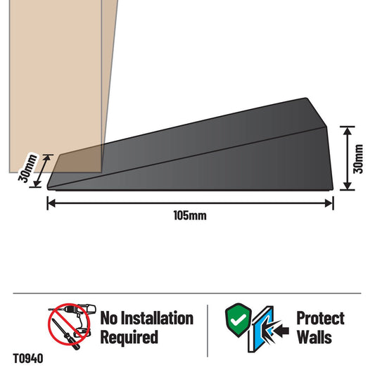 Adoored Black Timber Wedge Door Stop - 30mm x 30mm x 105mm - Durable Design – view 2 - Auzzistore