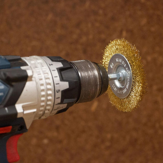 Josco 100mm Wheel Brush - Brass Coated Steel - Rust Removal Tool – view 2