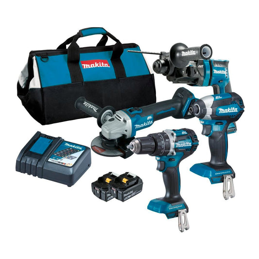 Makita 18V Brushless Combo Kit - 4 Piece - 5.0Ah Batteries - DLX4134T - Auzzistore