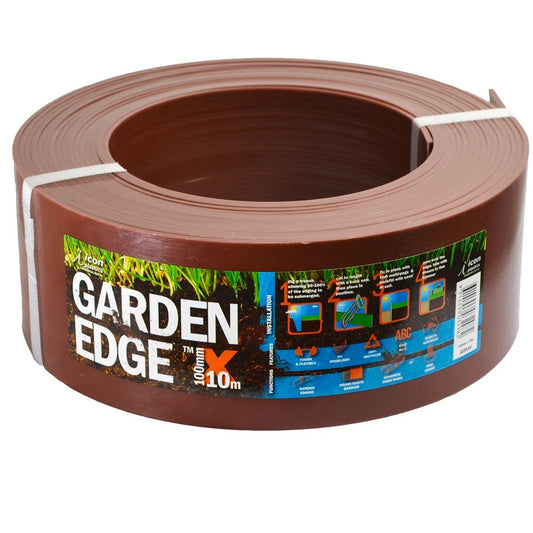 Icon Plastics Garden Edge - 100mm x 10m - Recycled Plastic - Jarrah - Auzzistore