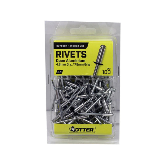 Otter 4 Aluminium Blind Rivets - 8 x 7.9mm - 100 Pack - Versatile for DIY - Auzzistore