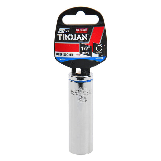 Trojan 17mm Deep Socket - 1/2" Drive - Chrome Vanadium - Durable - 12-Point – view 2 - Auzzistore