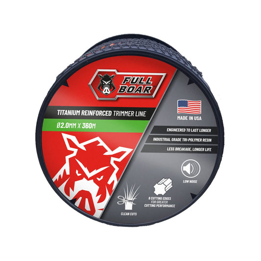 Full Boar 2mm x 360m Titanium Reinforced Trimmer Line - Durable Cutting Performance - Auzzistore