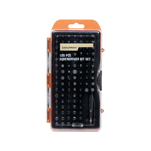 Craftright 100 Piece Screwdriver Bit Set - Chrome Vanadium Steel - Durable