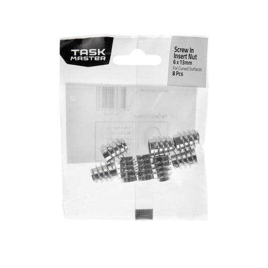 Taskmaster Screw-In Insert Nut - M6 x 13mm - Metal - Curved Surfaces - Auzzistore