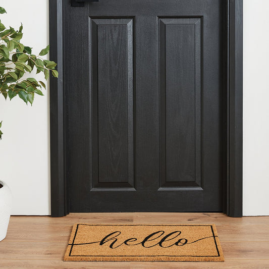 Madras Link Hello Coir Door Mat 40 x 70cm Black - Durable Non-Slip Design – view 2