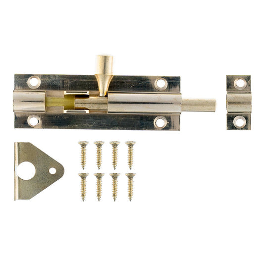 Taskmaster 75mm Polished Brass Barrel Bolt - Solid Brass Security Solution – view 2 - Auzzistore