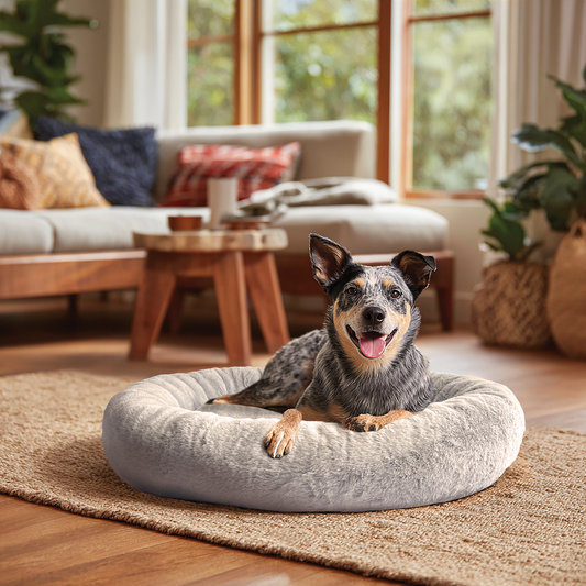 Art Bob Plush Donut Bed - 680 x 800mm - Grey - Two-Tone Faux Fur - Medium Pets – view 2