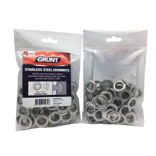 Grunt 12mm Stainless Steel Webbing Grommets 50 Pack Durable Repair - Auzzistore