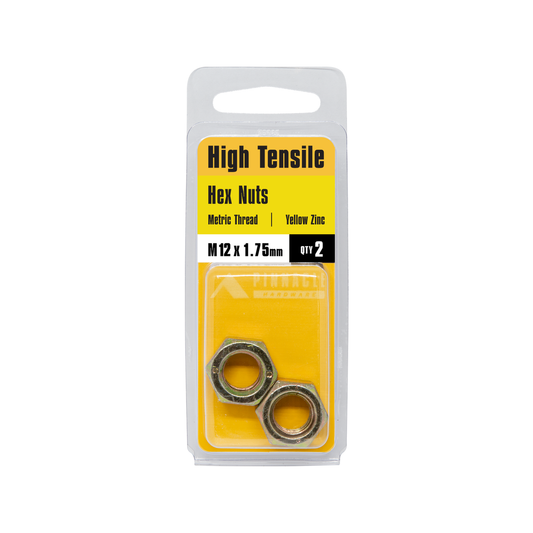 Pinnacle M12 Yellow Zinc Hi Tensile Nuts 2 Pack - 12mm - Durable – view 2 - Auzzistore