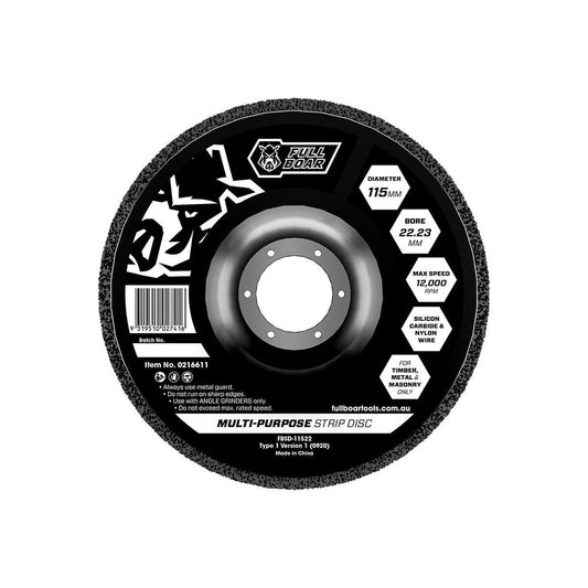 Full Boar Multi Purpose Strip Disc - 115mm - Silicon Carbide - Rust Removal - Auzzistore