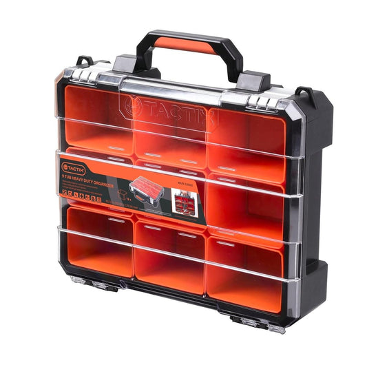 Tactix 9 Compartment Organiser - 432mm PC PP - Heavy Duty Storage - Auzzistore