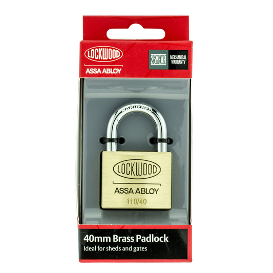 Lockwood 40mm Solid Brass Padlock - Durable - Easy To Carry - Secure - Auzzistore