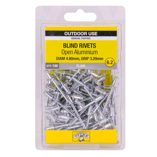 Otter Open Aluminium Blind Rivets 8 x 3 2mm 100 Pack Strong Lightweight - Auzzistore