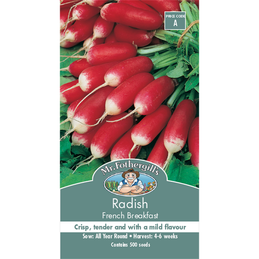 Mr Fothergill French Breakfast Radish Seeds 75mm Red Crisp Flavor - Auzzistore