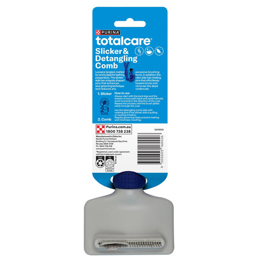 Purina Totalcare 2 in 1 Slicker Comb - 90mm x 251mm - Loosens Tangled Fur – view 2