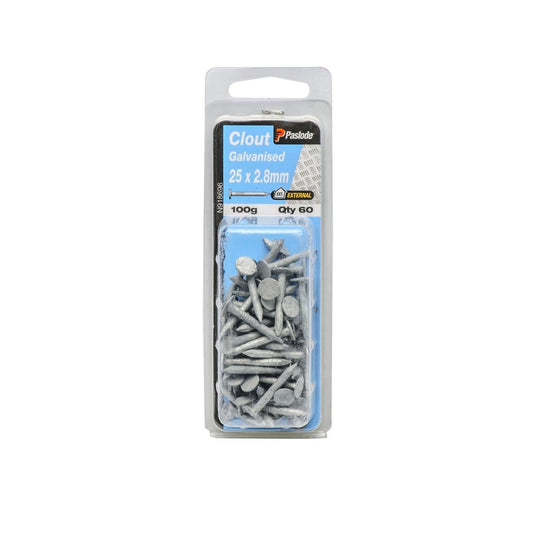 Paslode Galvanised Clouts 25mm 2.8mm 100g Corrosion Resistant 60 Pack - Auzzistore