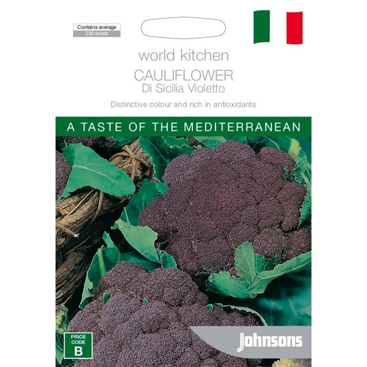 Johnsons Cauliflower Di Sicilia Violetto Seeds 20 Weeks Antioxidant Rich - Auzzistore
