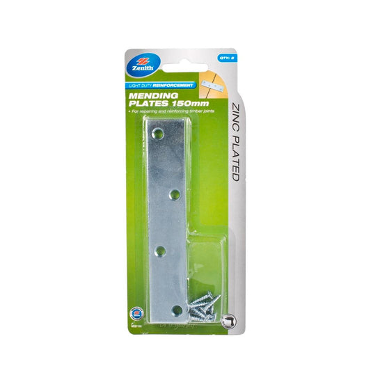 Zenith Mending Plates 150mm Zinc Plated 2 Pack Steel Reinforcement - Auzzistore