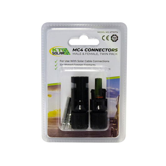 Kt Solar MC4 Connectors Twin Pack KT70774 - 1 Male & 1 Female - 12-48V - Black – view 2 - Auzzistore