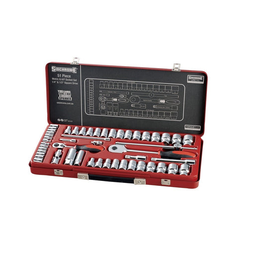 Sidchrome Socket Set - 51 Piece - Chrome Vanadium - Durable Design - Auzzistore
