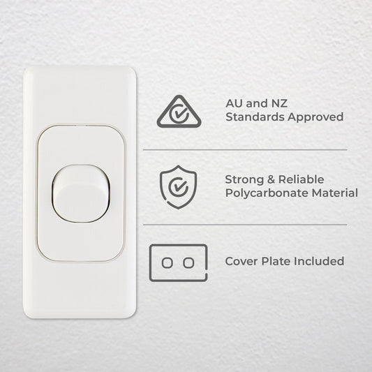 Deta Single Architrave Switch - 34mm x 10mm x 75mm - Polycarbonate - Clip-On Design – view 2 - Auzzistore