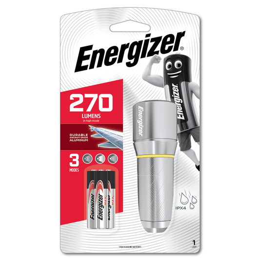Energizer 270 Lumen Metal Vision HD LED Torch - 3 AAA Batteries Included - Silver – view 2 - Auzzistore