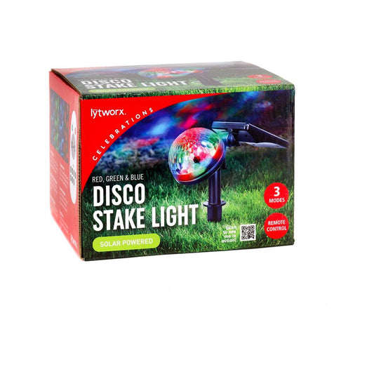 Lytworx Solar RGB Disco Stake Light - 120mm x 314mm - 3 Modes - Remote Control - Auzzistore