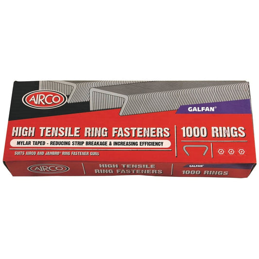Airco 19mm High Tensile Galvanised Ring Fasteners - 100 Pack - Zinc/Aluminium - Auzzistore