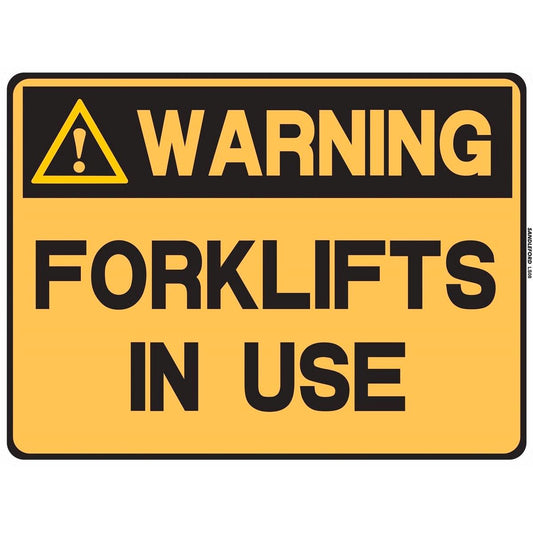 Sandleford Forklifts in Use Plastic Sign - 450 x 600mm - Durable Polypropylene - Auzzistore