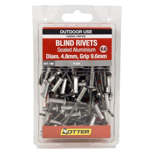 Otter Sealed Aluminium Blind Rivets 8 x 9 6mm 100 Pack High Strength - Auzzistore