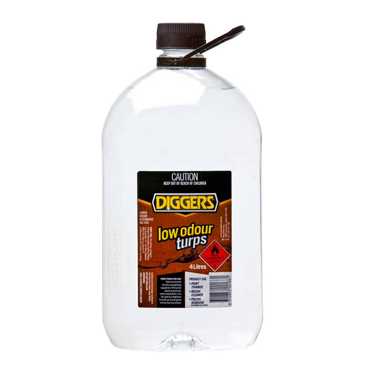 Diggers Low Odour Turpentine - 4L - Clear - Thins Paints & Cleans Equipment - Auzzistore