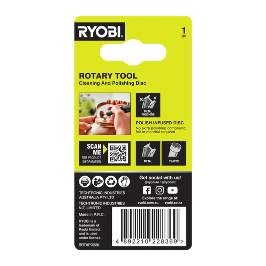 Ryobi 220 Grit Rotary Tool Cleaning and Polishing Disc - 38mm - Rust Removal – view 2 - Auzzistore
