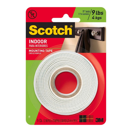 Scotch Mount Double Sided Mounting Tape 13mm x 1 9m Foam Strong Bond